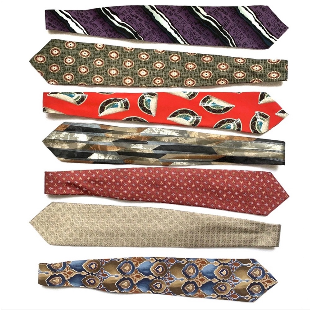 Vintage 90’s silk tie bundle of 7 retro graphics